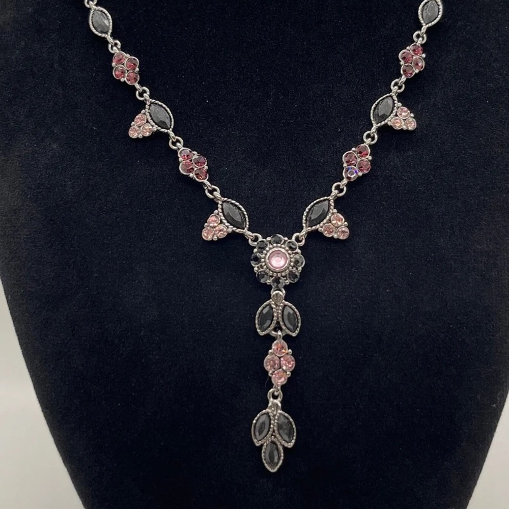 The Grapes and Peonies Rhinestone Studded Multi Color Necklace